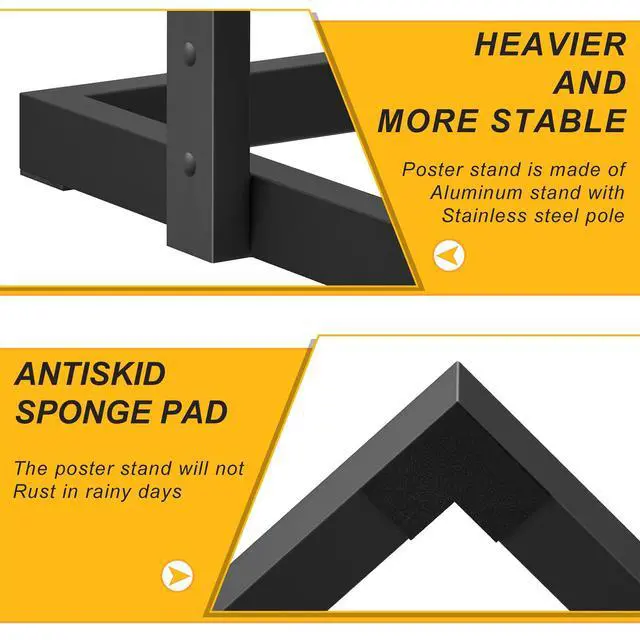 Alt view image 6 of 7 - Sign Holder Floor Stand, Heavy Duty Pedestal Poster Banner Stand for Display, Metal Floor Standing Display - Double Sided Poster Stand 22" x 28" for Business, Office, Trade Show, Mall Advertising