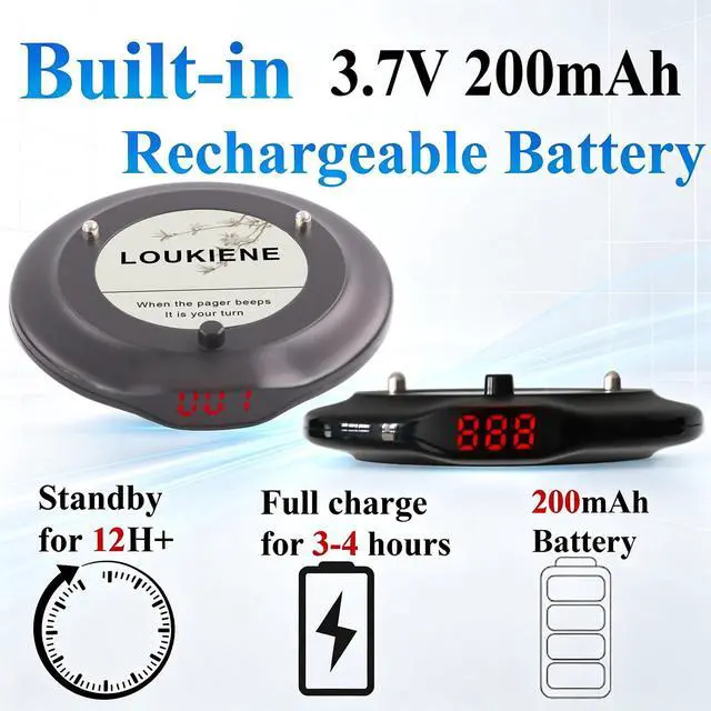 Alt view image 3 of 6 - Pagers for Restaurants, Restaurant Paging System, 20 Coaster Pagers and Beepers with Vibration Flash Buzzer Mode for Church Nursery Club Hospital Coffee Shop Bar