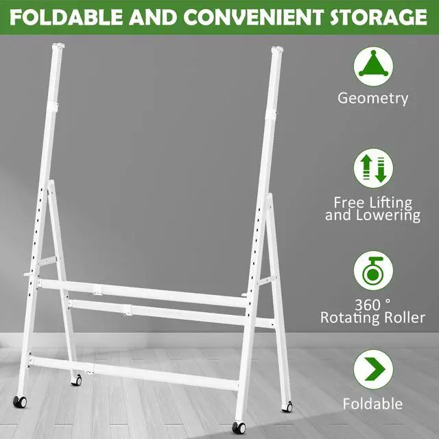 Alt view image 2 of 7 - A-Frame Foldable Rolling White Board Stand with Wheels | Height & Width Adjustable Universal Whiteboard Easel for Glass, Chalk, Bulletin, Display & Dry Erase Boards