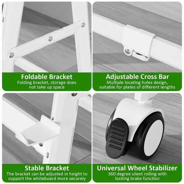 Alt view image 4 of 7 - A-Frame Foldable Rolling White Board Stand with Wheels | Height & Width Adjustable Universal Whiteboard Easel for Glass, Chalk, Bulletin, Display & Dry Erase Boards