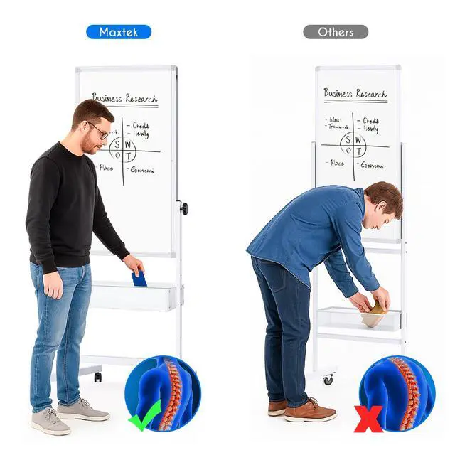 Alt view image 4 of 7 - Mobile White Board Easel, 40x24 Inches Magnetic Storage Dry Erase Board Easel for Classroom, Rolling Height Adjustable Stand on Wheels for Home, School, Teachers & Kids