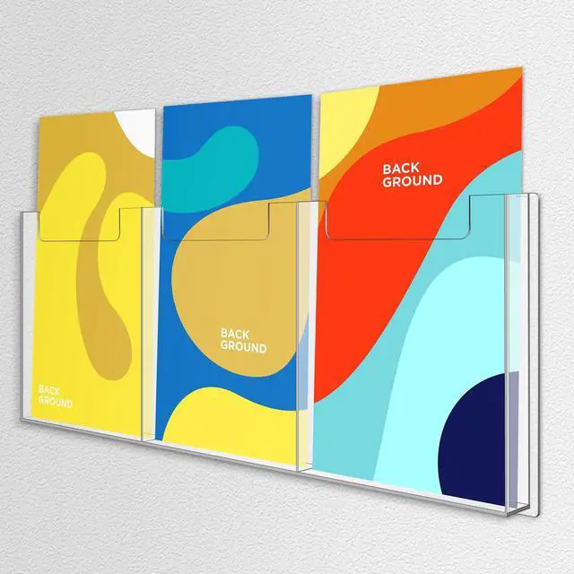 Alt view image 7 of 7 - 4 Pcs Acrylic Brochure Holder Wall Mount, 8.5 x 11 Inches Clear Pamphlet Holder Trifold Flyer Rack Magazine Display Stand for Literature, Magazine, Booklet, Bookmark (Three-slot)