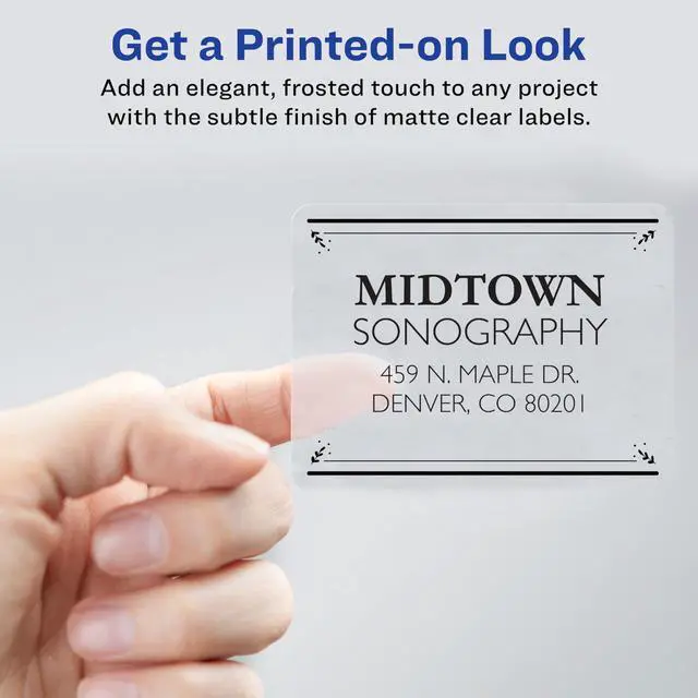 Alt view image 2 of 7 - Matte Frosted Clear Address Labels for Laser Printers, 3-1/3" x 4", 300 Labels, 5 Packs (5664)