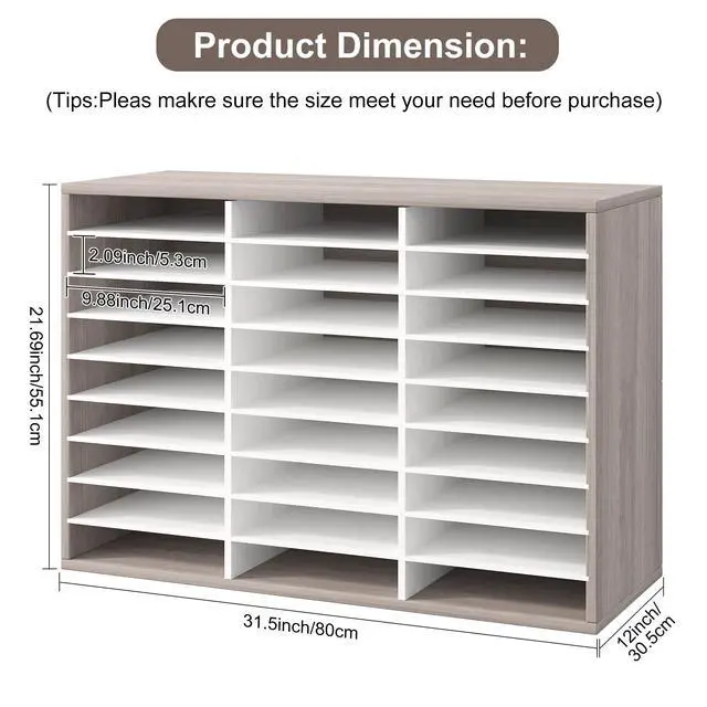 Alt view image 2 of 7 - Classroom Mailbox 27 Slots with Removable Shelves, Retro Grey/White | Hold 13500 Sheets Paper, Heavy Duty, Easily Assemble, Teacher Student Organization, For Classroom, Office Home Countertop