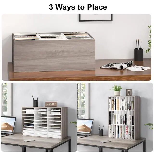 Alt view image 5 of 7 - Classroom Mailbox 27 Slots with Removable Shelves, Retro Grey/White | Hold 13500 Sheets Paper, Heavy Duty, Easily Assemble, Teacher Student Organization, For Classroom, Office Home Countertop