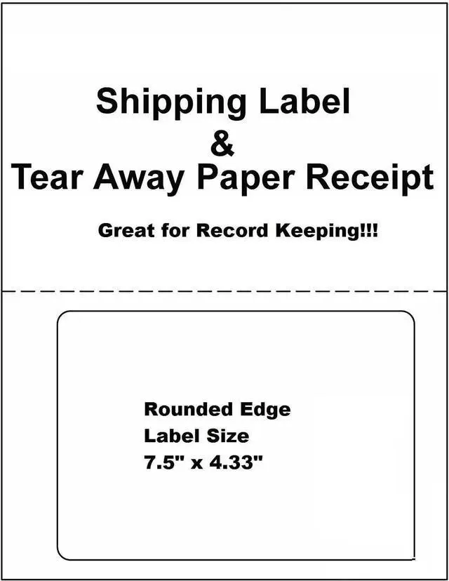 Main image of ProLine Compatible Labels for Click Ship PayPal/Ebay USPS Labels with Paper Receipts for Laser/Ink Jet Shipping! Built in Tear Off Receipts! (1000 Sheets)
