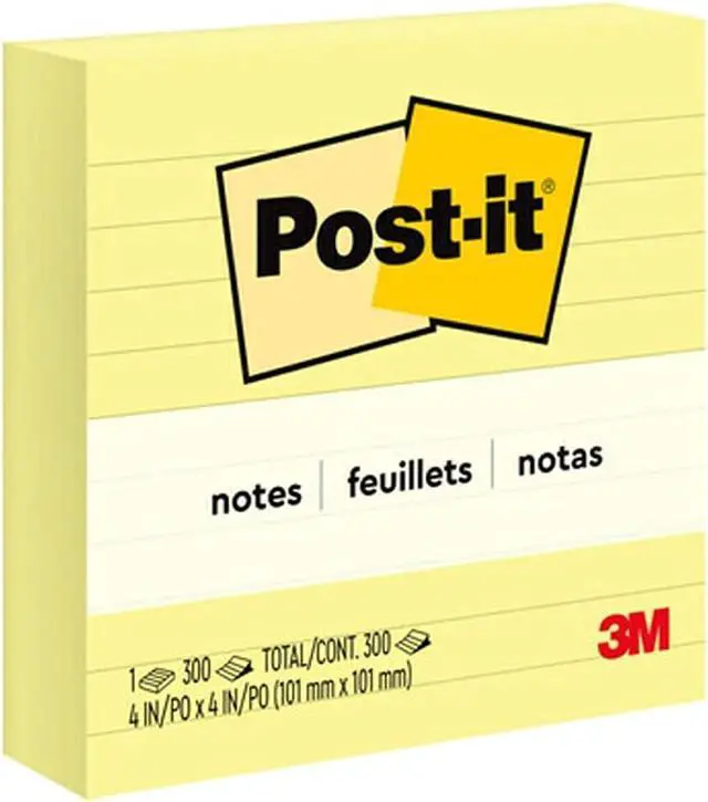 Main image of Notes, 4 in. x 4 in., Canary Yellow, Lined, 300 Sheets/Pad, 1 Pad/Pack (Pack of 12)