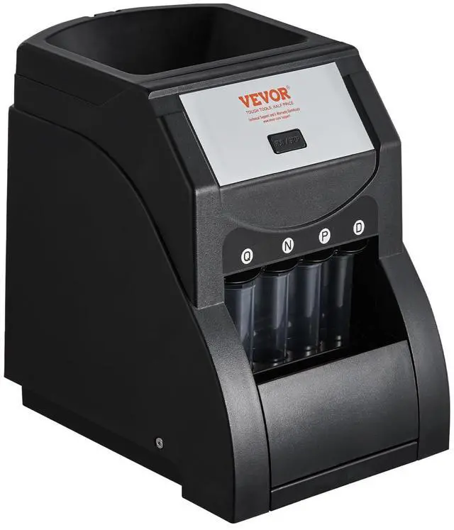 Main image of Coin Sorter, Coin Sorter and Wrapper Machine with 4 Larger Coin Tubes, Sorts USD Coin 1 5 10 25, up to 230 Coins/min, Black