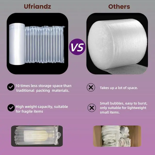 Alt view image 6 of 7 - Large Bubble Cushioning Wrap 15.7" x 262 Ft Inflatable Air Pillow for Shipping Packing Moving Heavy Duty Eco-Friendly Packing Supplies for Fragile Items with Pump, Glass Bottle Packaging
