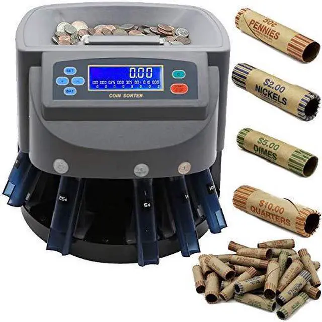 Main image of Electronic USD Coin Sorter and Counter with LCD Display, Sorts 270 Coins Per Minute into Coin Wrappers or Bins, Coin Wrapper Tubes Included by