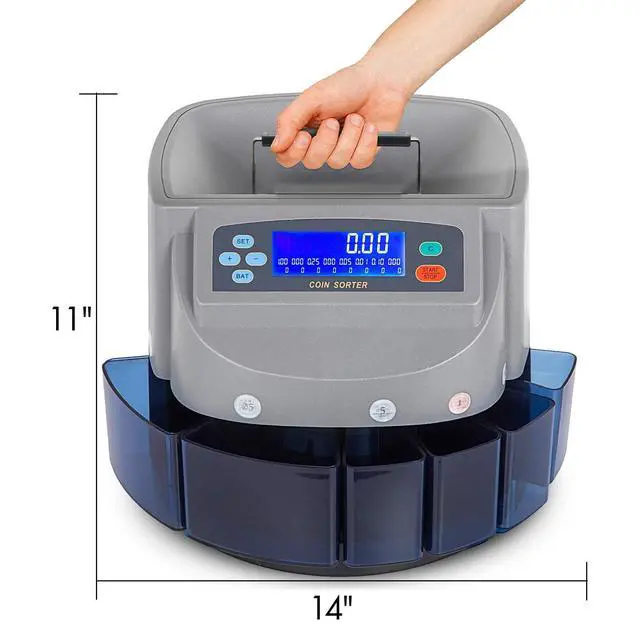 Alt view image 4 of 7 - Electronic USD Coin Sorter and Counter with LCD Display, Sorts 270 Coins Per Minute into Coin Wrappers or Bins, Coin Wrapper Tubes Included by