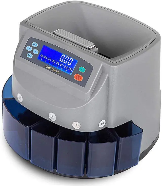 Alt view image 6 of 7 - Electronic USD Coin Sorter and Counter with LCD Display, Sorts 270 Coins Per Minute into Coin Wrappers or Bins, Coin Wrapper Tubes Included by