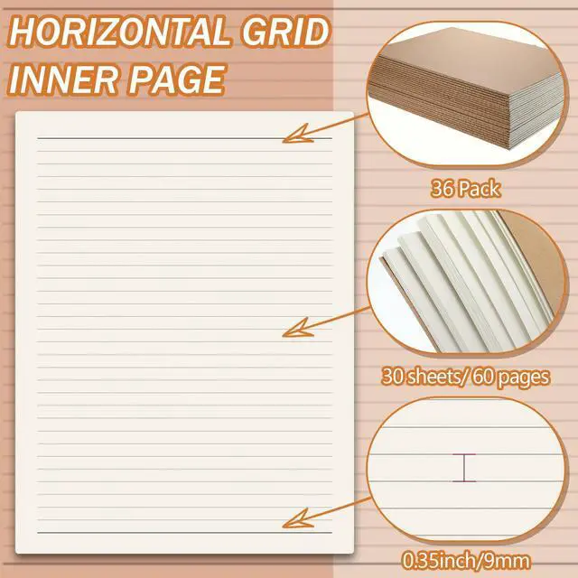 Alt view image 3 of 7 - 36 Pack Large Kraft Notebooks Bulk, 8.5 x 11 Inch College Ruled A4 Subject Diary Journals Notebooks for Office Notes Writing Supplies, 60 Pages
