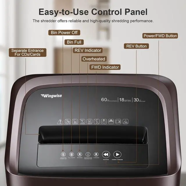 Alt view image 7 of 7 - 16 Sheets Paper Shredder Heavy Duty for Home Office | P-5, 60 Mins Runtime, 7.9 gal, Micro Cut, Shreds CDs & Credit Cards