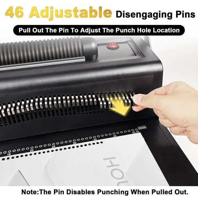 Alt view image 4 of 7 - Spiral Coil Binding Machine with 100 Pack 3/8"(10mm) Coils & Pliers | 4:1 Pitch, 20 Sheet Punch Capacity, Quick Electric Coil Insert, 46 Disengaging Pins, Adjustable Margin,Fit Letter Size/A4/A5