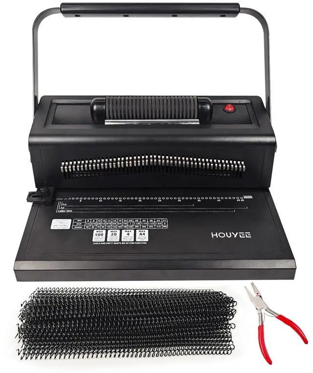 Main image of Spiral Coil Binding Machine with 100 Pack 3/8"(10mm) Coils & Pliers | 4:1 Pitch, 20 Sheet Punch Capacity, Quick Electric Coil Insert, 46 Disengaging Pins, Adjustable Margin,Fit Letter Size/A4/A5