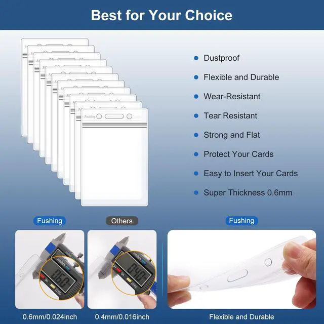 Alt view image 7 of 7 - Name Badge Holders with Clips - 250Pcs Waterproof Vertical Clear Plastic ID Badge Name Tag Holders with Metal Clips and Vinyl Straps