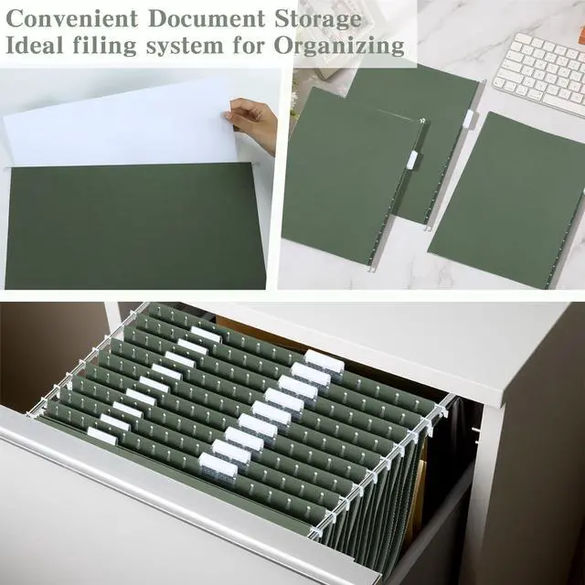Alt view image 5 of 7 - 25 Pack 11×17 Expanding Hanging File Folders for Filing Cabinet 1/5 Cut Heavy Duty Hang Folders with Plastic Tabs & Label Cards Extra Large Hangers File Organizer for 11×17 Paper Engineering Document