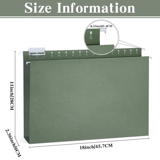 Alt view image 2 of 7 - 25 Pack 11×17 Expanding Hanging File Folders for Filing Cabinet 1/5 Cut Heavy Duty Hang Folders with Plastic Tabs & Label Cards Extra Large Hangers File Organizer for 11×17 Paper Engineering Document