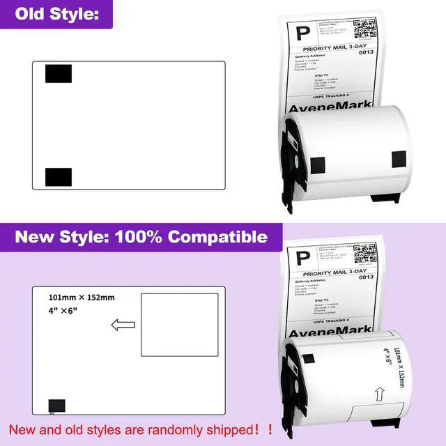 Alt view image 2 of 7 - 12 Rolls Compatible with Brother DK-1241 (4" x 6") Replacement Shipping Labels - 200/Roll DK Adress Labels for Brother QL Label Printers - Include 1 Detachable Frame