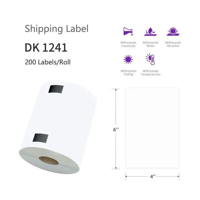 Alt view image 3 of 7 - 12 Rolls Compatible with Brother DK-1241 (4" x 6") Replacement Shipping Labels - 200/Roll DK Adress Labels for Brother QL Label Printers - Include 1 Detachable Frame