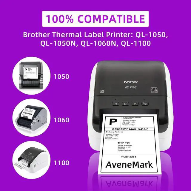 Alt view image 7 of 7 - 12 Rolls Compatible with Brother DK-1241 (4" x 6") Replacement Shipping Labels - 200/Roll DK Adress Labels for Brother QL Label Printers - Include 1 Detachable Frame
