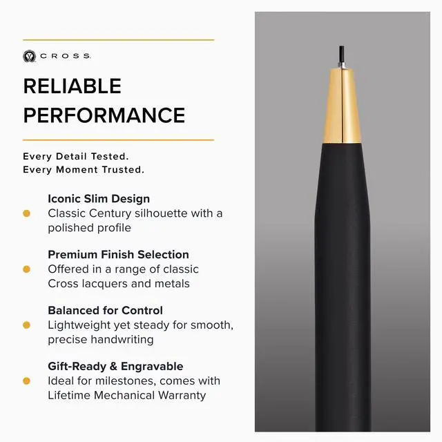 Alt view image 4 of 6 - Classic Century Classic Black 0.7MM Pencil - Mechanical Pencil for Effortless Writing - Distinctive Design - Sleek Body - Comfortable Grip - Easy to Refill - Corporate Gift