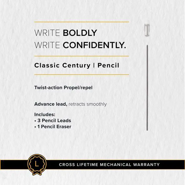 Alt view image 6 of 6 - Classic Century Classic Black 0.7MM Pencil - Mechanical Pencil for Effortless Writing - Distinctive Design - Sleek Body - Comfortable Grip - Easy to Refill - Corporate Gift