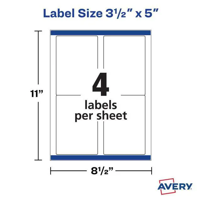 Alt view image 5 of 7 - Printable Shipping Labels with Sure Feed, 3.5" x 5", White, 1,000 Blank Mailing Labels (95935)