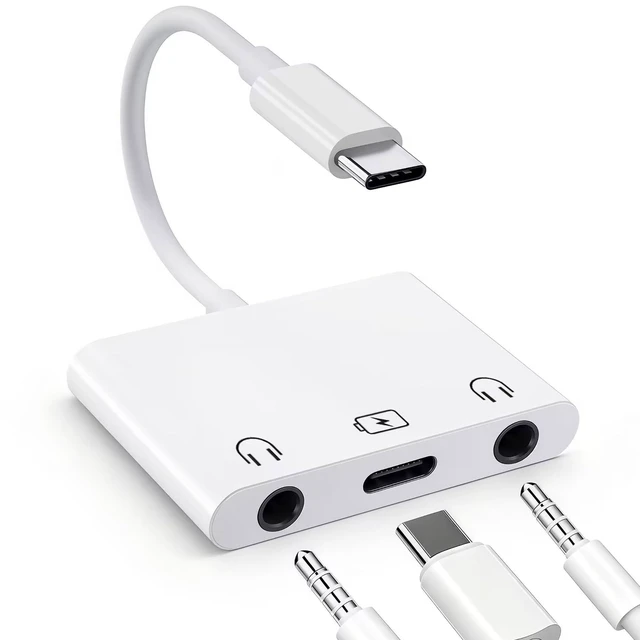Main image of USB C Headphone Splitter, USB C to Dual 3.5mm Audio and Charging Adapter iPhone iPad Headphone Adapter Headphone Splitter for 2 Headphones AUX to USB C Audio Splitter for iPhone 17/16/15, Galaxy S26