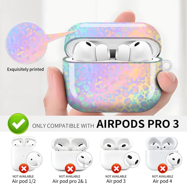 Alt view image 2 of 6 - Compatible with AirPod Pro 3 (2025),Cute Case Cover for Women & Men, Full Protection Shockproof Hard Case with Keychain, Wireless Charging Case Accessories(Gradient Leopard Print)