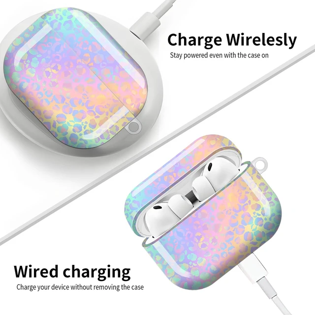 Alt view image 5 of 6 - Compatible with AirPod Pro 3 (2025),Cute Case Cover for Women & Men, Full Protection Shockproof Hard Case with Keychain, Wireless Charging Case Accessories(Gradient Leopard Print)
