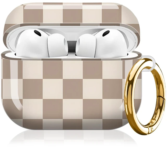 Main image of Compatible with AirPod Pro 3 (2025),Cute Case Cover for Women & Men, Full Protection Shockproof Hard Case with Keychain, Wireless Charging Case Accessories(Brown Coffee Checkered)