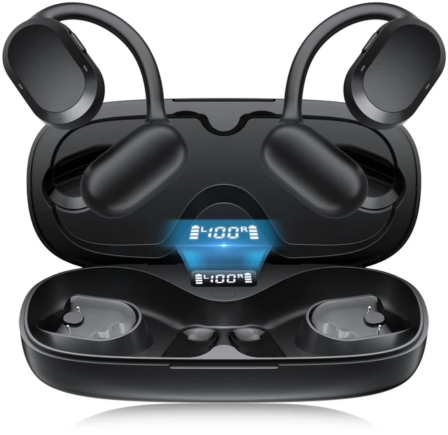 Main image of Open Ear Headphones, Open Ear Earbuds, IPX7 Waterproof, Bluetooth 5.3 True Wireless Sports Over Ear Earbuds with Earhooks, Built-in Mic, Crystal-Clear Calls for Running Workout Cycling Driving (Black)