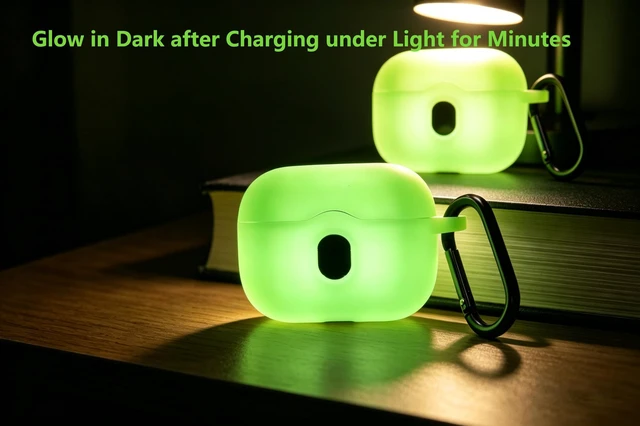 Alt view image 2 of 5 - A90 PRO Cover for Btootos A90 Pro Wireless Earbuds Case Glow in Dark Green Skin