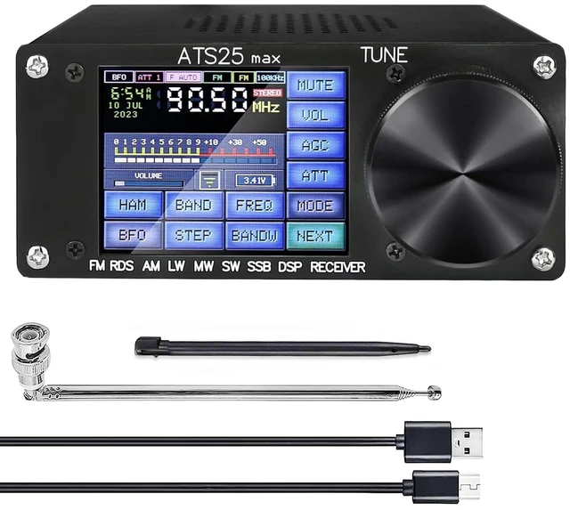 Main image of Si4732 ATS-25 MAX Full Band Radio Receiver 5.2b Version with 3000 mAh Battery,FM AM (MW and SW) SSB Shortwave Receiver with Aluminium Alloy Case,2.4" Touch Screen DSP Receiver Support Type-C Charging
