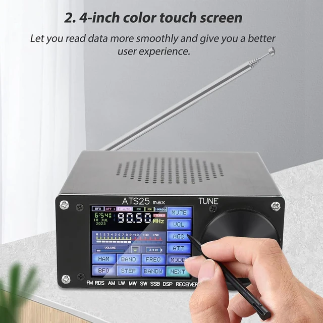 Alt view image 2 of 7 - Si4732 ATS-25 MAX Full Band Radio Receiver 5.2b Version with 3000 mAh Battery,FM AM (MW and SW) SSB Shortwave Receiver with Aluminium Alloy Case,2.4" Touch Screen DSP Receiver Support Type-C Charging