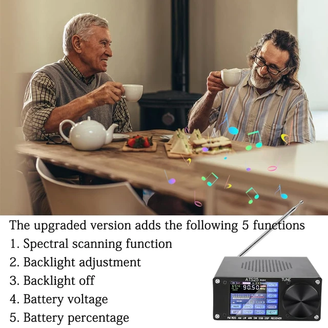 Alt view image 3 of 7 - Si4732 ATS-25 MAX Full Band Radio Receiver 5.2b Version with 3000 mAh Battery,FM AM (MW and SW) SSB Shortwave Receiver with Aluminium Alloy Case,2.4" Touch Screen DSP Receiver Support Type-C Charging