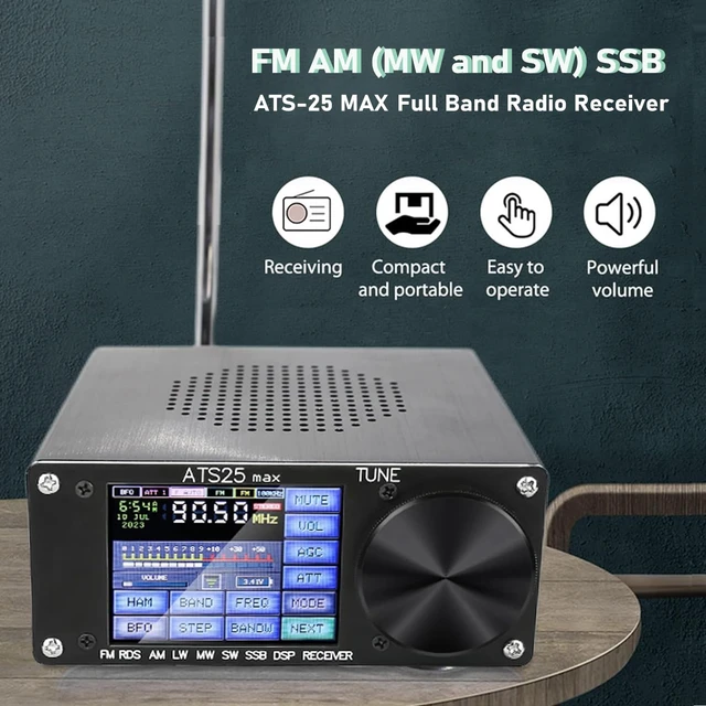 Alt view image 5 of 7 - Si4732 ATS-25 MAX Full Band Radio Receiver 5.2b Version with 3000 mAh Battery,FM AM (MW and SW) SSB Shortwave Receiver with Aluminium Alloy Case,2.4" Touch Screen DSP Receiver Support Type-C Charging