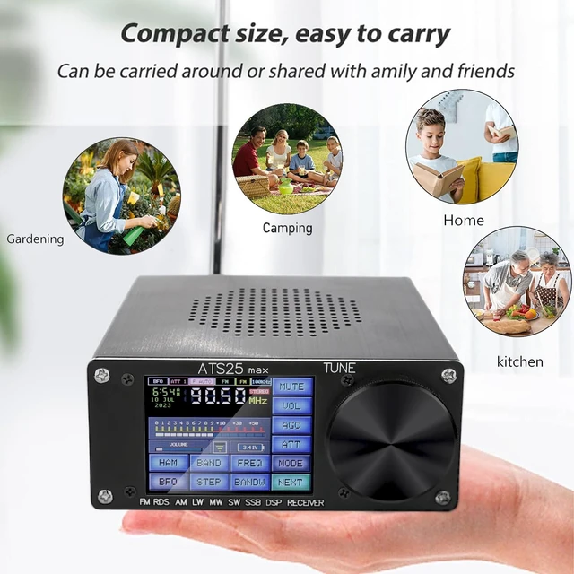 Alt view image 6 of 7 - Si4732 ATS-25 MAX Full Band Radio Receiver 5.2b Version with 3000 mAh Battery,FM AM (MW and SW) SSB Shortwave Receiver with Aluminium Alloy Case,2.4" Touch Screen DSP Receiver Support Type-C Charging