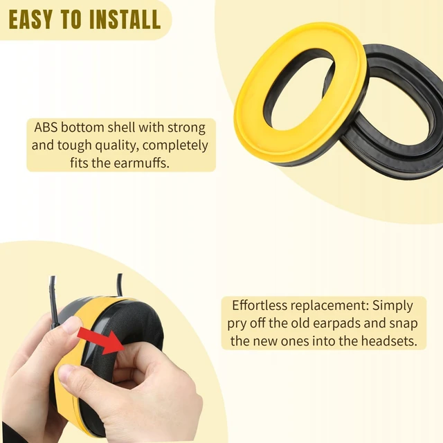 Alt view image 6 of 7 - Gel Earpads Cushions Fit for 3M Peltor X1A-X5A Headsets (Yellow) Earpads Also for PROHEAR 037/033, ZOHAN EM042/ 033, Peltor Tactical 100 300 500, Peltor 7004 (Snap in Type)