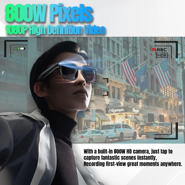 Alt view image 3 of 7 - AI Smart Glasses with Camera, 1080P Video Recording, Real-Time Translation, Bluetooth 5.4 Audio, for Photos, Videos, AI Recognition, Vlogging, Hiking, Travel, Business (Photochromic)