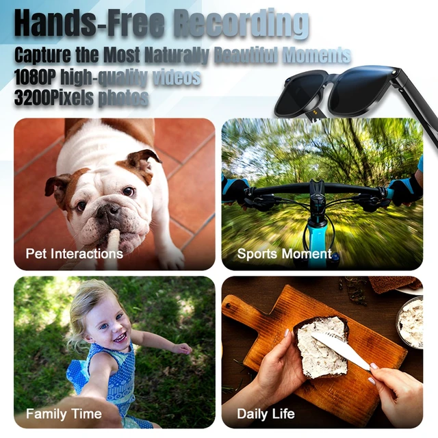 Alt view image 4 of 7 - AI Smart Glasses with Camera, 1080P Video Recording, Real-Time Translation, Bluetooth 5.4 Audio, for Photos, Videos, AI Recognition, Vlogging, Hiking, Travel, Business (Photochromic)