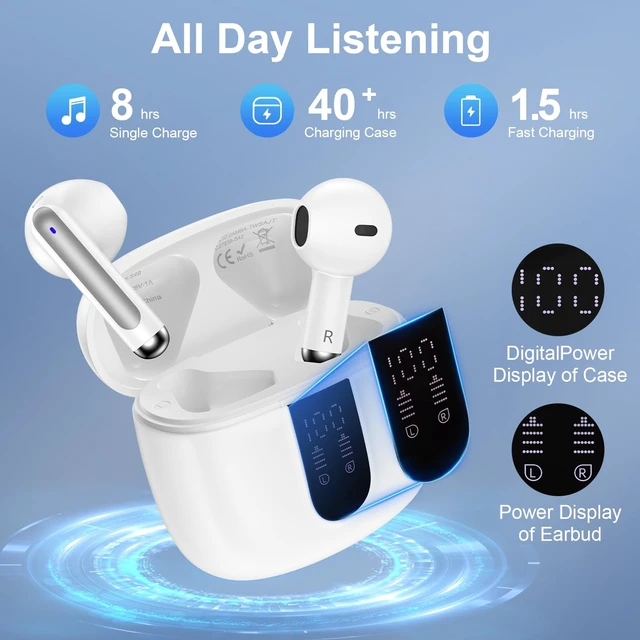 Alt view image 2 of 7 - for Pixel Buds Wireless Earbuds Bluetooth Headphones for Google Pixel 10a 5.3 Ear buds with Noise Cancelling Mic IP7 60H LED Display for Pixel 10 XL/Fold/9a/9/8/7,iPhone 17,Samsung S25 FE,Android