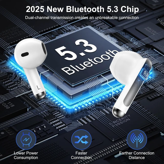 Alt view image 3 of 7 - for Pixel Buds Wireless Earbuds Bluetooth Headphones for Google Pixel 10a 5.3 Ear buds with Noise Cancelling Mic IP7 60H LED Display for Pixel 10 XL/Fold/9a/9/8/7,iPhone 17,Samsung S25 FE,Android