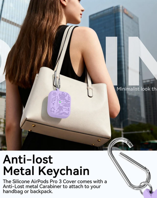 Alt view image 6 of 7 - for AirPods Pro 3 Case 2025 with Cleaner Kit, Purple Cute Turtle Engraved Soft Silicone Protective Case Cover for Apple AirPods Pro 3rd Generation for Women Men with Keychain