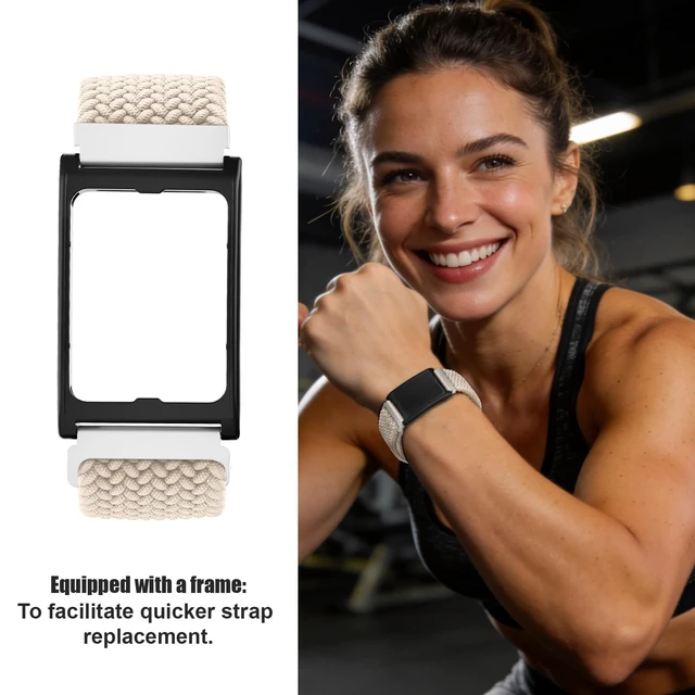 Alt view image 4 of 7 - Band Compatible with Amazfit Helio Strap 22mm Nylon Braided Wristbands with Case for Amazfit Helio Accessories Replacement Bands for Men Women, Soft & Breathable