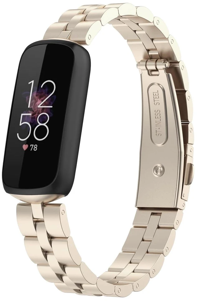 Main image of Bands Compatible with Fitbit Luxe Metal Stainless Steel Watch Band Replacement Classic Durable Solid Link Accessory Buckle Metal Strap Wrist Band for Luxe Fitness Wellness Tracker