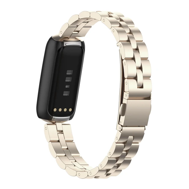Alt view image 2 of 7 - Bands Compatible with Fitbit Luxe Metal Stainless Steel Watch Band Replacement Classic Durable Solid Link Accessory Buckle Metal Strap Wrist Band for Luxe Fitness Wellness Tracker