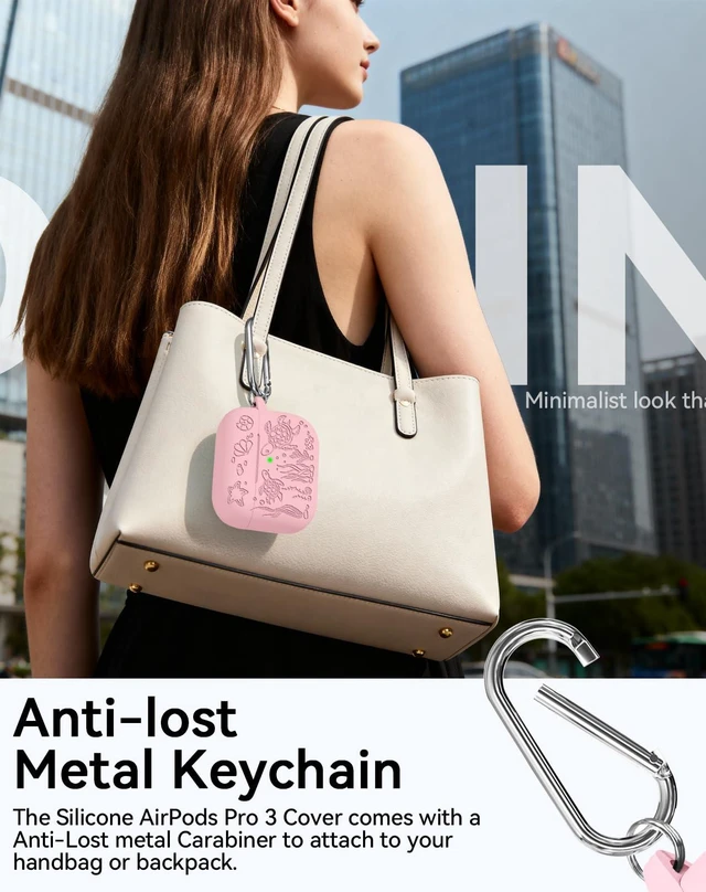 Alt view image 6 of 7 - for AirPods Pro 3 Case 2025 with Cleaner Kit, Pink Cute Turtle Engraved Soft Silicone Protective Case Cover for Apple AirPods Pro 3rd Generation for Women Men with Keychain